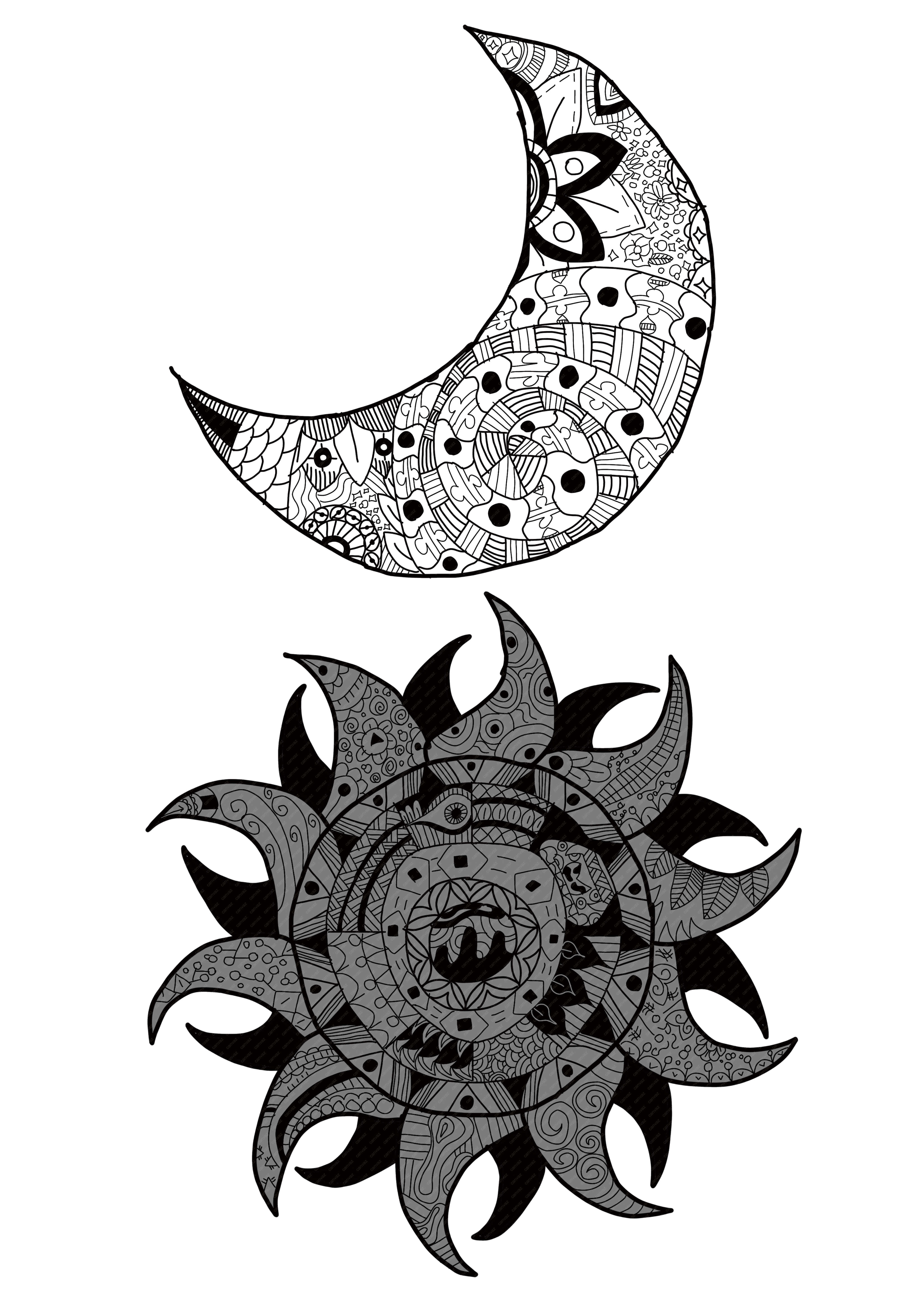 展示用絵画：月と太陽 [作者:NATSUKI] – CANVAZ.ART SHOP