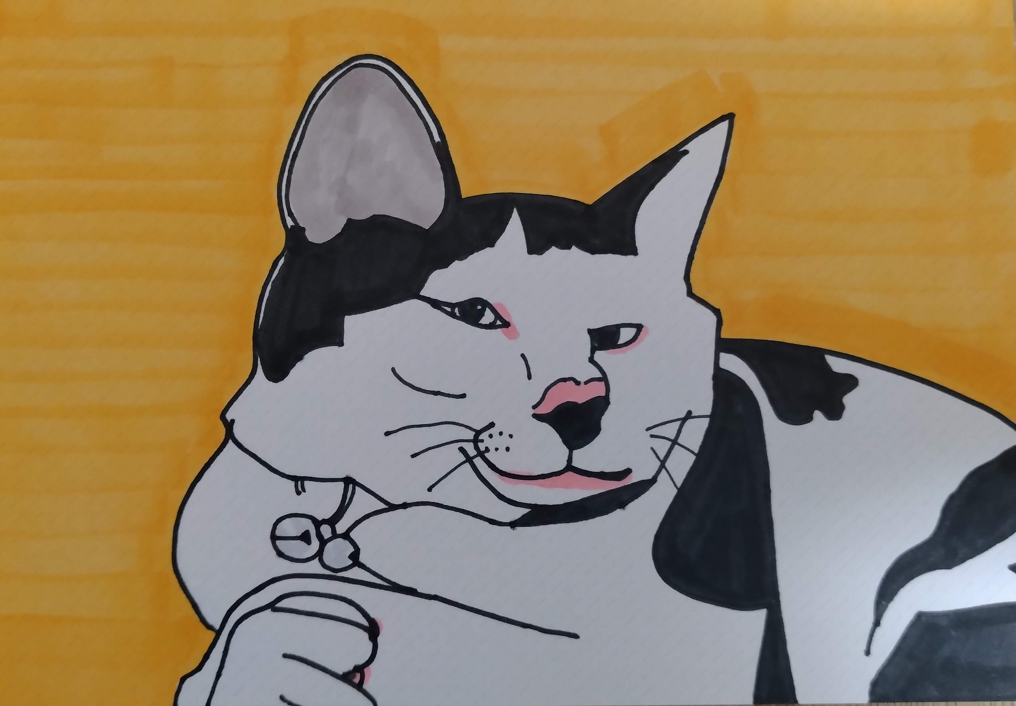 送料無料キャンペーン 展示用絵画：牛猫 [作者:サキ] SHOP CANVAZ.ART – 絵画