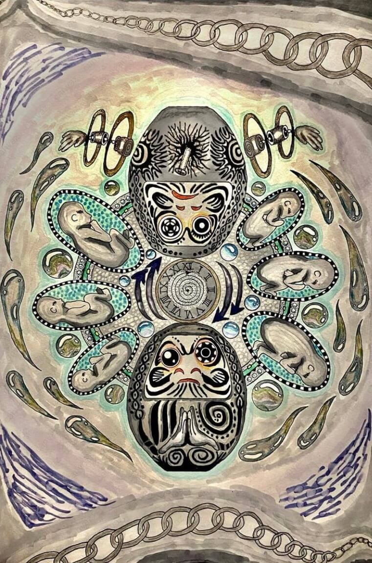 展示用絵画：輪廻転生 [作者:kugi] – CANVAZ.ART SHOP
