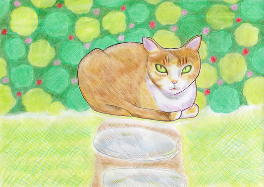 展示用絵画：森のねこ [作者:越川　登紀子]