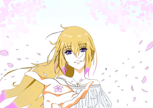 展示用絵画：花びらのように散りゆく中で [作者:stella]