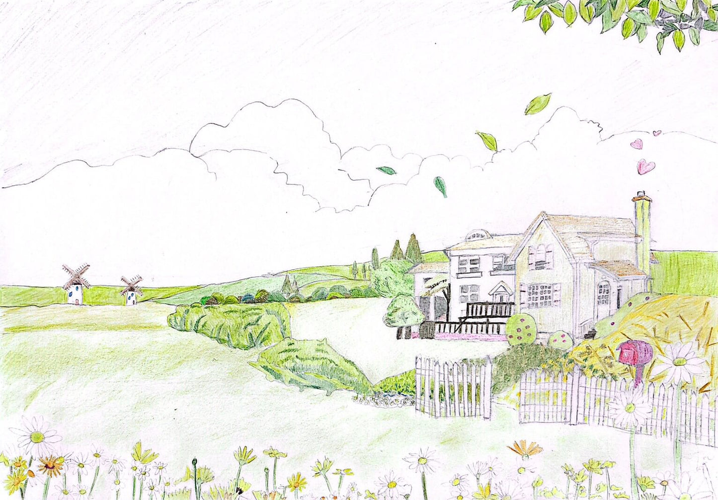 展示用絵画：のどかな風景 [作者:川村　まり]