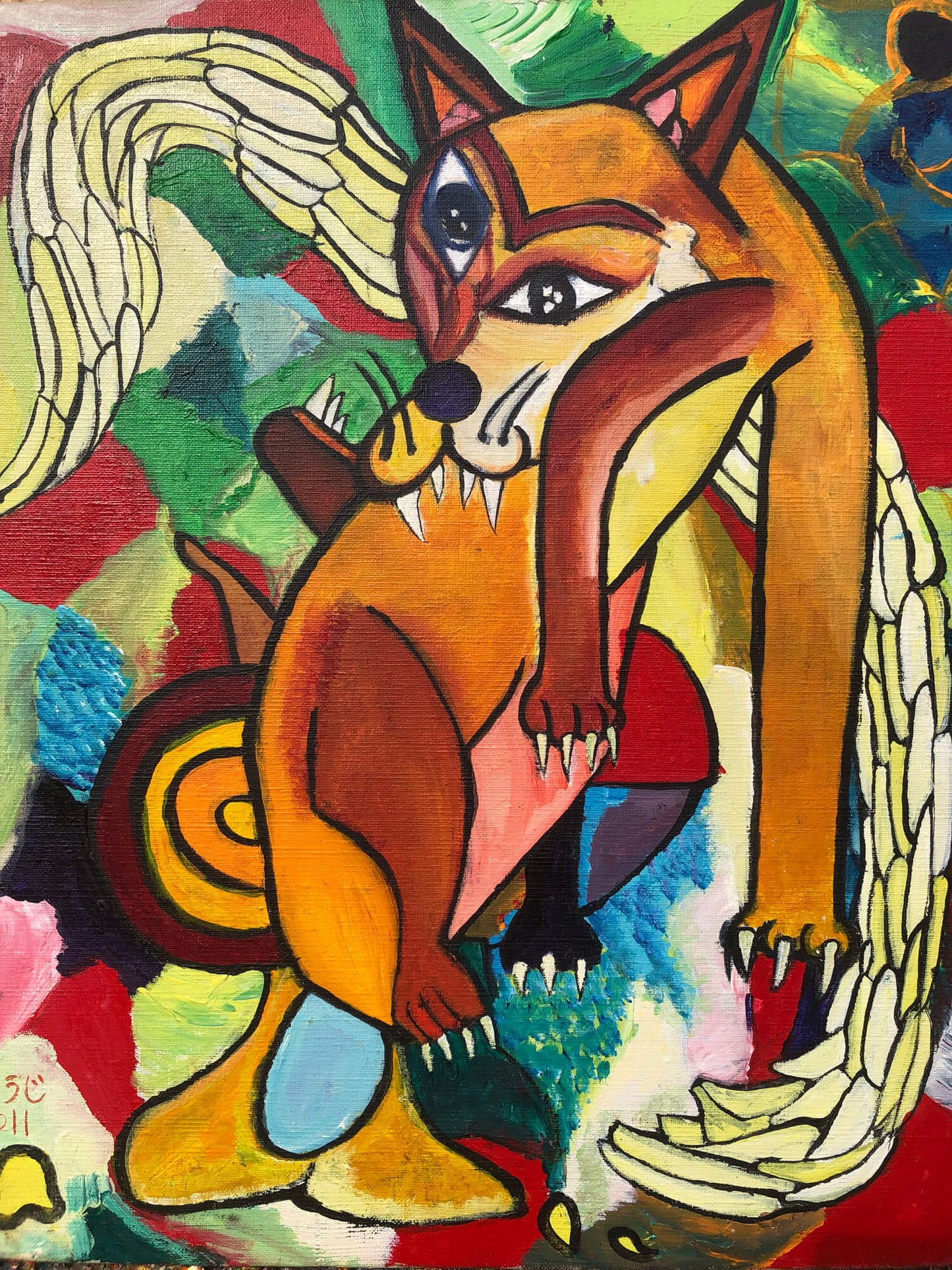 展示用絵画：愛犬ゴン太のキュビズム風 [作者:増田 広治]
