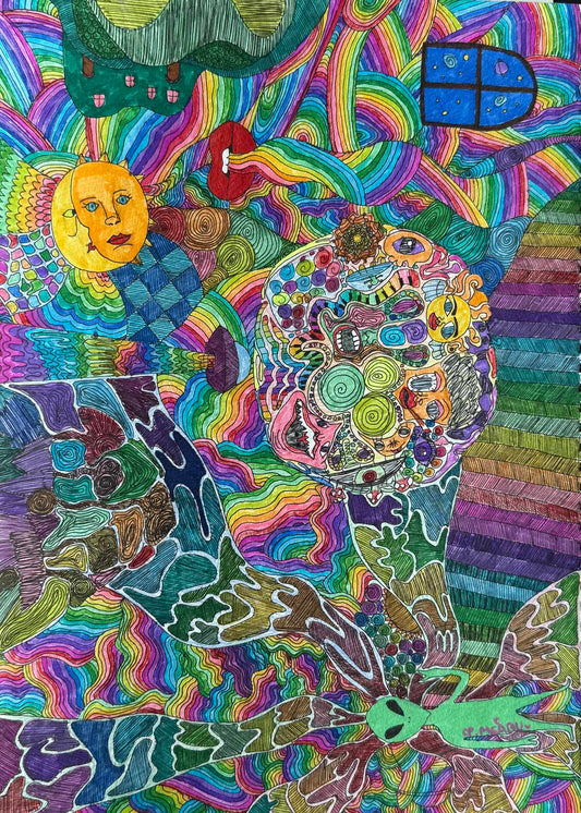 展示用絵画：最初の宇宙 [作者:山口美桜]