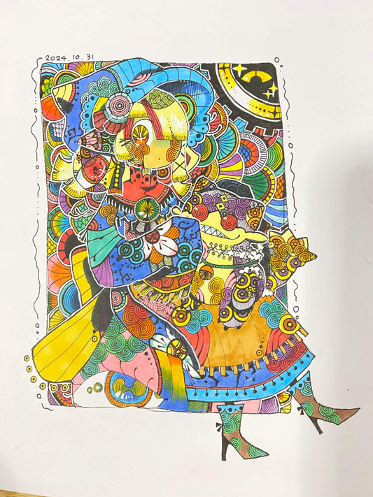展示用絵画：チシャ猫と女の子 [作者:Mia]