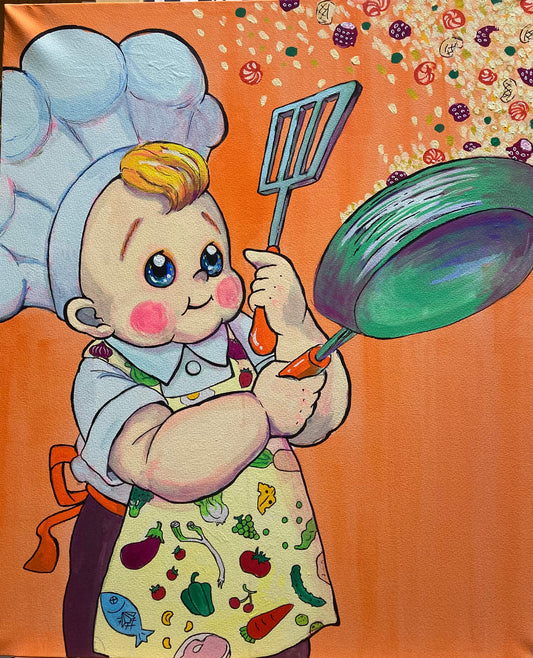 展示用絵画：ピラフを作るえてちゃん [作者:CHOBI]