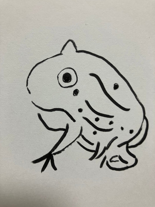 展示用絵画：カエルのような [作者:上村伊代]