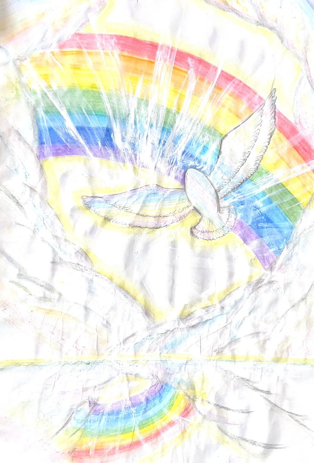 展示用絵画：虹イロと自由の空 [作者:イロリ]