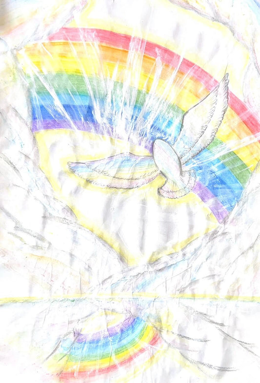 展示用絵画：虹イロと自由の空 [作者:イロリ]