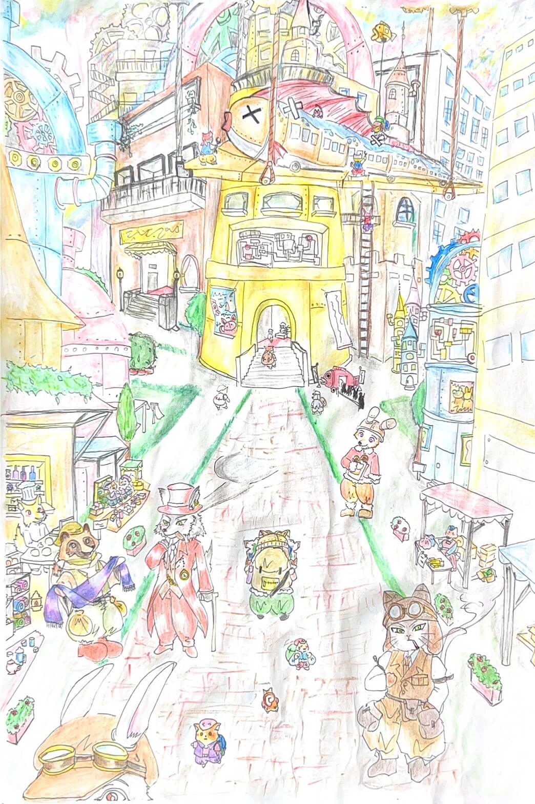 展示用絵画：スチームパンクの世界での生活 [作者:イロリ]