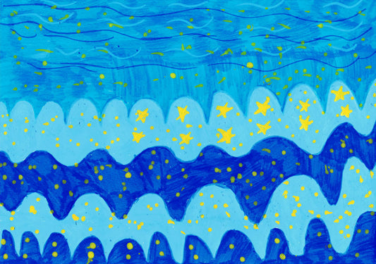 展示用絵画：星がとける海 [作者:工房はんど　hito-me]