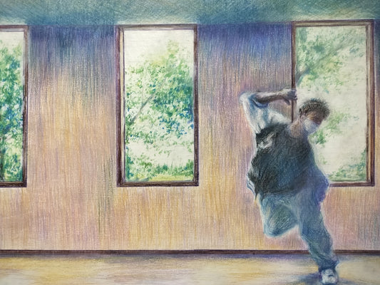 展示用絵画：窓若葉 [作者:miya]