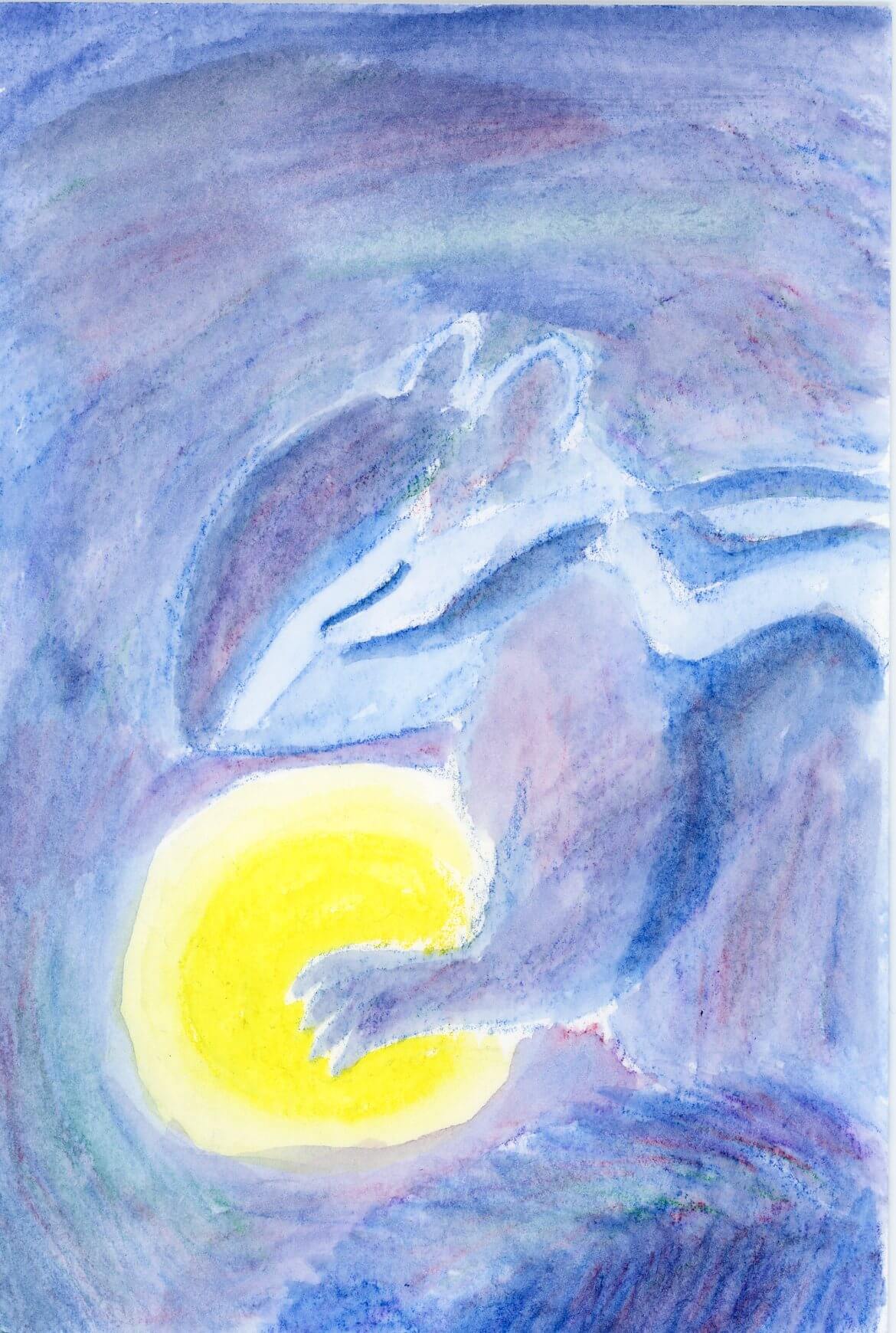 展示用絵画：月を抱く [作者:小春]