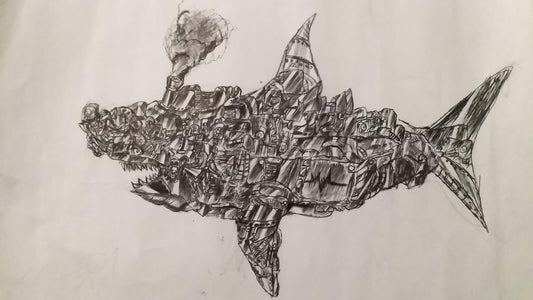 展示用絵画：ロボザメ [作者:磯貝拓徠斗]