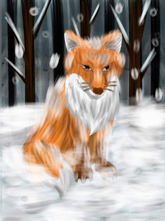 展示用絵画：雪の中の狐 [作者:ナマクラ]