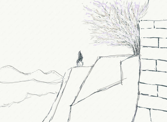 展示用絵画：城址から見渡す [作者:板井 景助]