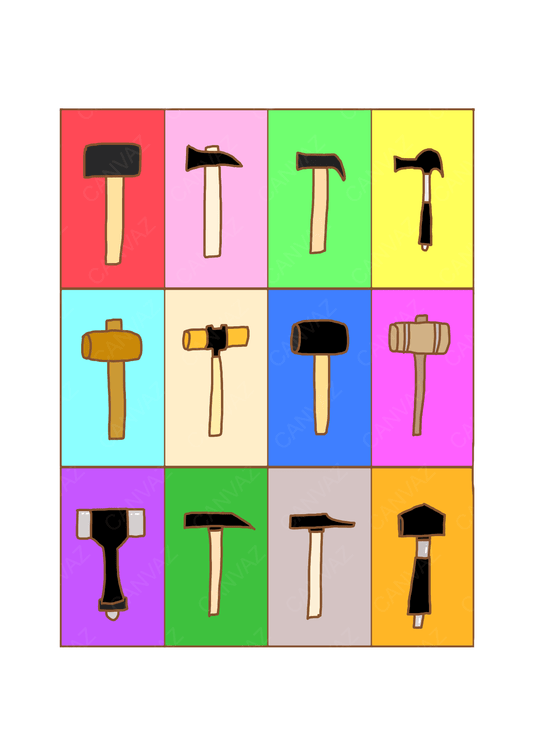 展示用絵画：金槌十二楽坊(他1点) [作者:わきっちょ]