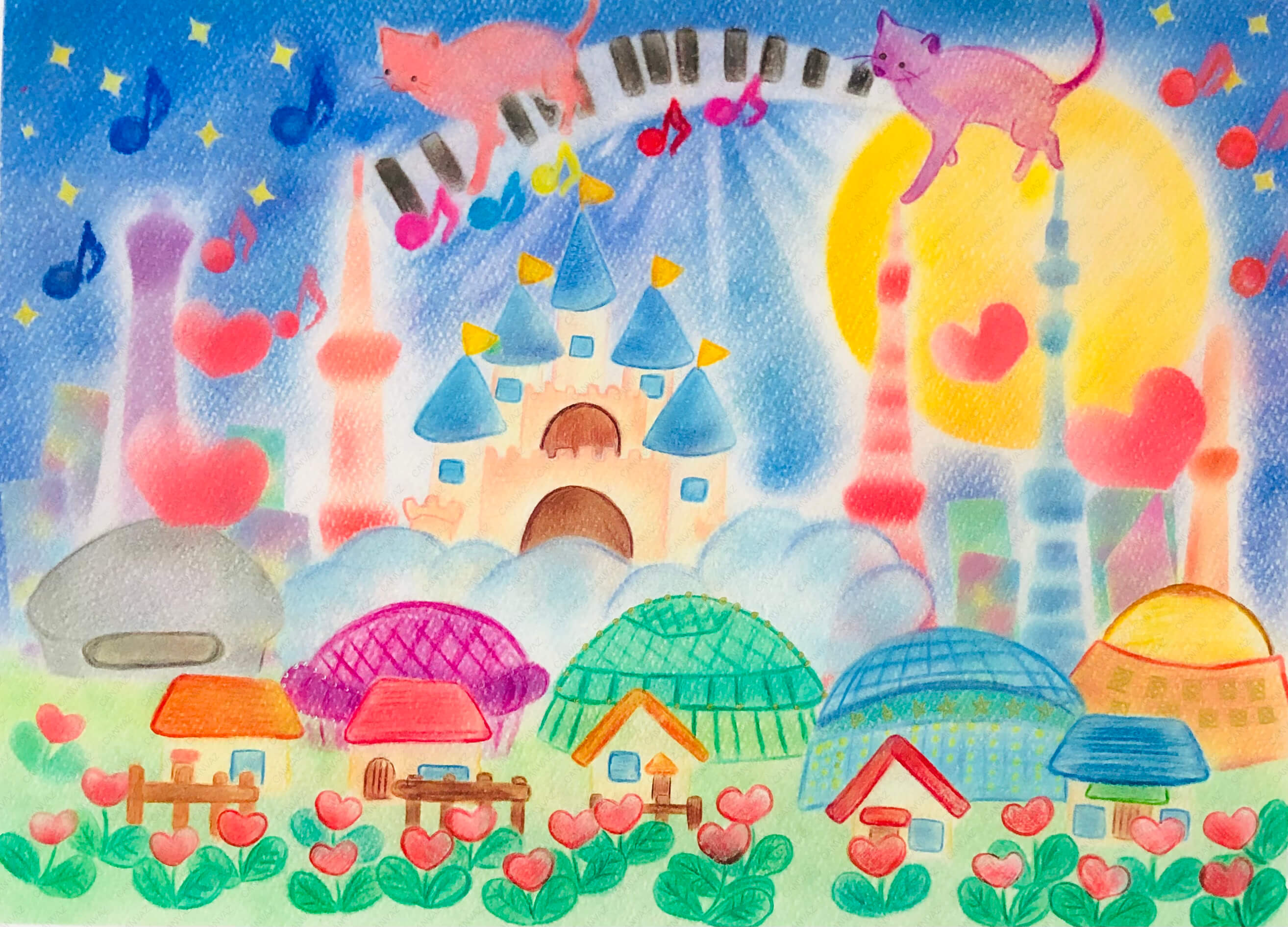 展示用絵画：世界はひとつ [作者:naomi] – CANVAZ.ART SHOP