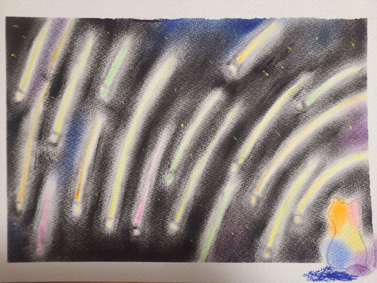 展示用絵画：流れ星とわたし [作者:IKUMI…]