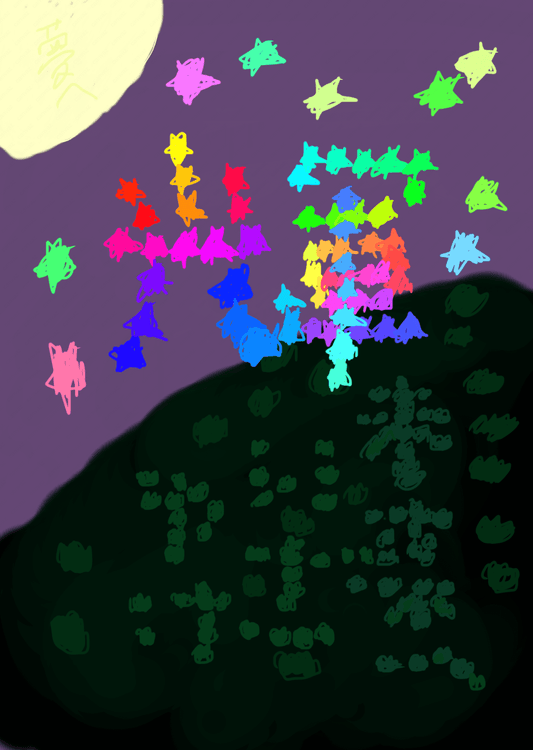 展示用絵画：夢へ未来へいざゆけ [作者:里海　金以]