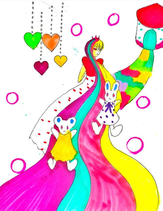 展示用絵画：虹色のすべり台 [作者:けいこ]