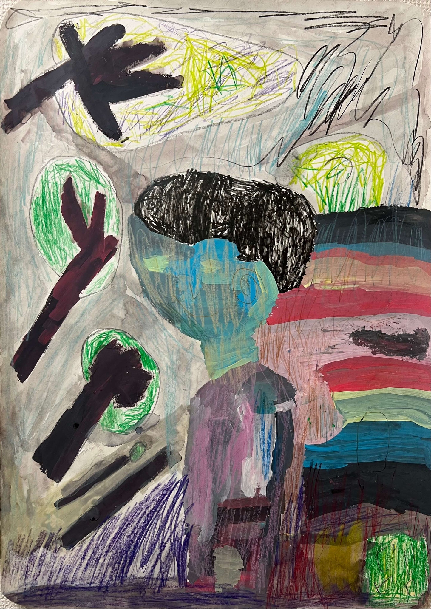 展示用絵画：自然とぼく [作者:J]