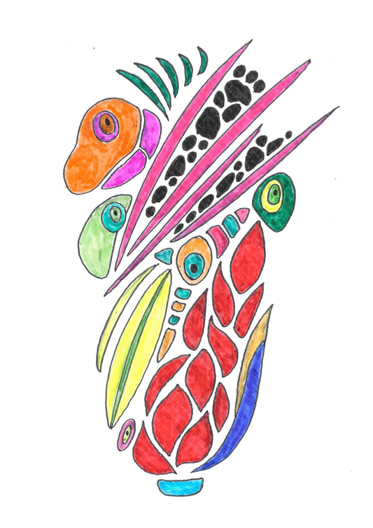 展示用絵画：赤い花 [作者:ともいきアート工房　めぐみ]