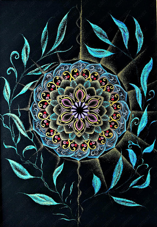 展示用絵画：いのちの源～GAIA～　（点描曼荼羅） [作者:greenwind yuya]