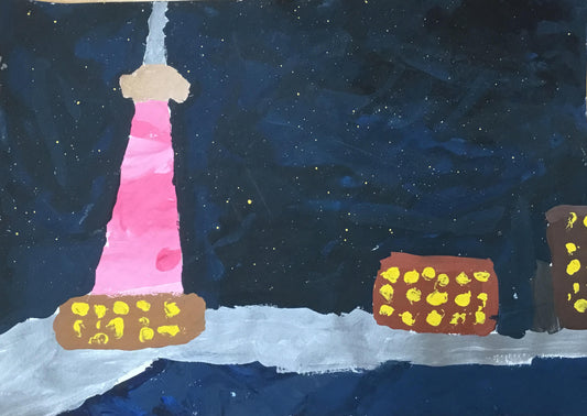 展示用絵画：想像のスカイツリー [作者:ケンタ]