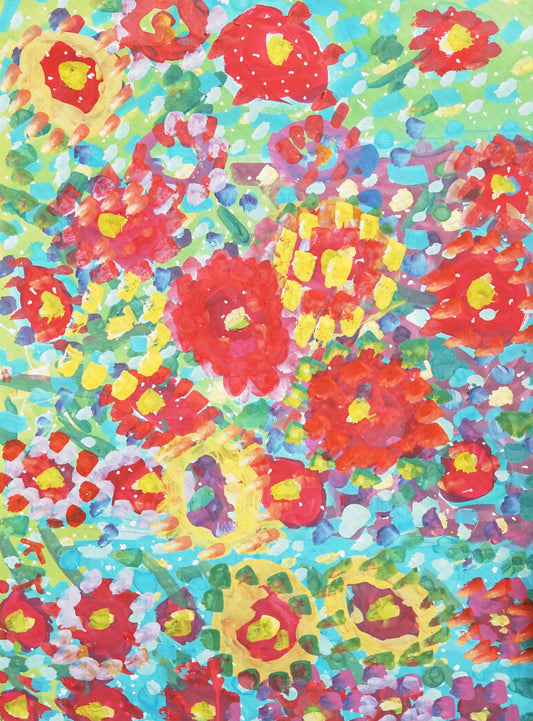 展示用絵画：花畑 [作者:吉田清]